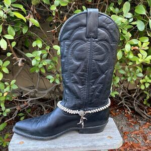 New Hand Made Western Brown & White Circle Boot Charm or Double Wrap Bracelet